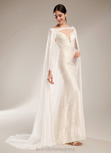 Lace Train Wedding Dresses Court Jada Wedding Chiffon Dress With Beading Illusion Trumpet/Mermaid