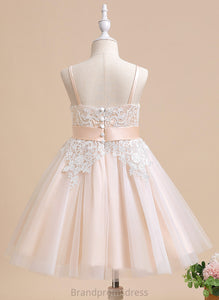 Bow(s) Lorelei Dress Scalloped - A-Line Knee-length Flower Flower Girl Dresses Sleeveless Girl With Neck Tulle