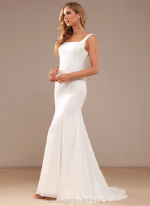 Wedding Dresses Trumpet/Mermaid Train Chiffon With Wedding Neckline Sweep Cara Lace Square Dress