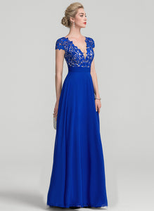 Floor-Length Prom Dresses Hayley V-neck Lace A-Line Chiffon