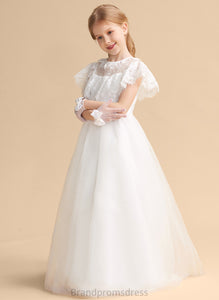 Neck Floor-length Flower Girl Dresses - Flower Nita Girl A-Line Scoop Sleeveless Dress Tulle/Lace