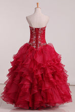 Load image into Gallery viewer, 2024 Organza Sweetheart Ball Gown Quinceanera Dresses With Beads