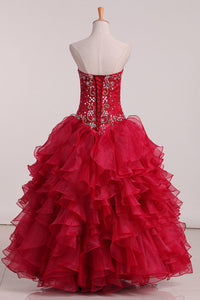 2024 Organza Sweetheart Ball Gown Quinceanera Dresses With Beads