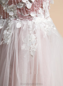 A-Line Flower Flower Girl Dresses Eve Dress With Tulle Sleeveless - Girl Tea-length Scoop Neck Lace/Beading/Flower(s)