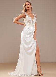 Dress V-neck Train With Lace Satin Clarissa Trumpet/Mermaid Ruffle Wedding Dresses Wedding Lace Sweep