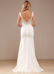 Wedding Dresses Trumpet/Mermaid Train Chiffon With Wedding Neckline Sweep Cara Lace Square Dress