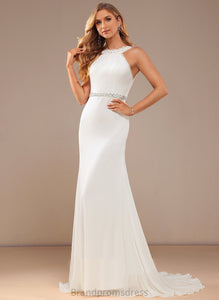 Chiffon Court Neck Train Wedding Trumpet/Mermaid Dress Kendall With High Beading Lace Wedding Dresses