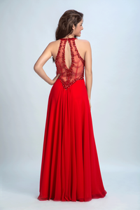 2024 Scoop Prom Dresses A Line Chiffon With Beading Red