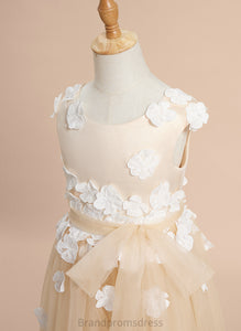 Sleeveless - Tulle With Girl Dress Scoop Neck Flower Girl Dresses A-Line Ankle-length Laila Flower Lace/Flower(s)