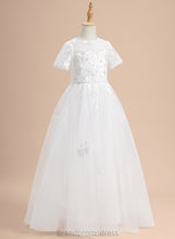 Load image into Gallery viewer, Girl - Flower Girl Dresses Brooklynn Ball-Gown/Princess Lace/Beading/Sequins Flower Sleeves Scoop Dress Neck With Tulle Floor-length Short