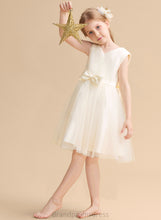 Load image into Gallery viewer, With V-neck A-Line Dress Knee-length Sleeveless Flower Tulle Girl Bow(s) - Adalyn Flower Girl Dresses