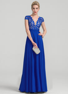 Floor-Length Prom Dresses Hayley V-neck Lace A-Line Chiffon