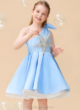 Load image into Gallery viewer, Flower Girl Dresses Knee-length Serena Sleeveless With A-Line - Flower Girl Beading/Bow(s) Satin/Tulle Dress One-Shoulder