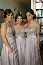 Load image into Gallery viewer, 2024 Off The Shoulder A-Line Floor-Length Prom Dresses Beaded Bodice Tulle And Chiffon