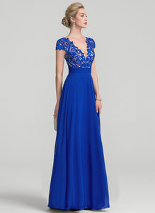 Floor-Length Prom Dresses Hayley V-neck Lace A-Line Chiffon