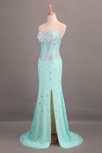 Load image into Gallery viewer, 2024 Sweetheart Sheath/Column Prom Dress Lace With Rhinestone