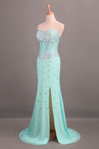 2024 Sweetheart Sheath/Column Prom Dress Lace With Rhinestone