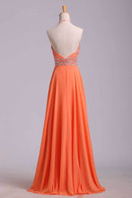 Load image into Gallery viewer, 2024 Halter Prom Dress Beaded Bodice A Line Chiffon Long Chic Dresses