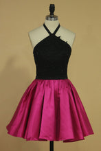 Load image into Gallery viewer, 2024 Homecoming Dresses Halter A Line Satin With Applique Two Pieces