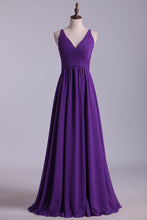 Load image into Gallery viewer, 2024 Prom Dresses A Line V Neck Floor Length Chiffon New