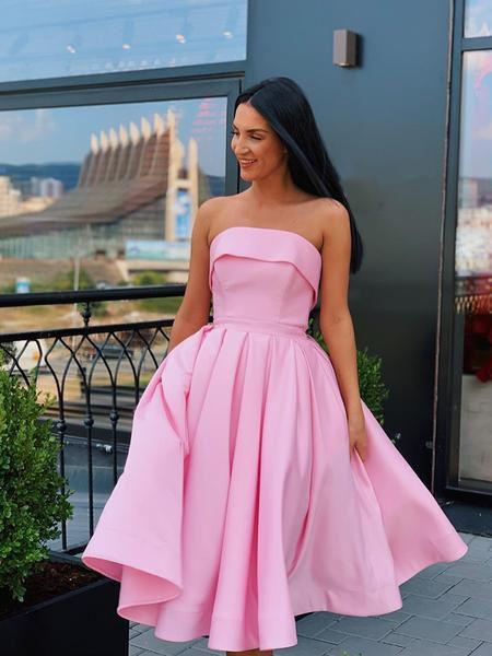 Short Strapless Dresses Pink Angie Homecoming Dresses Formal CD11357