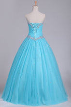 Load image into Gallery viewer, 2024 Quinceanera Dresses Sweetheart Tulle With Beads And Ruffles Ball Gown