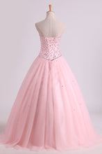 Load image into Gallery viewer, 2024 Sweetheart Ball Gown Quinceanera Dresses Tulle With Beads And Rhinestones