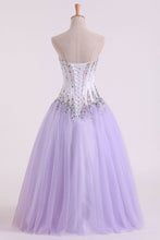 Load image into Gallery viewer, 2024 Tulle Sweetheart Beaded Bodice Ball Gown Quinceanera Dresses Floor Length