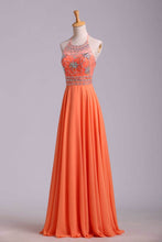 Load image into Gallery viewer, 2024 Halter Prom Dress Beaded Bodice A Line Chiffon Long Chic Dresses