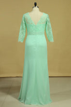Load image into Gallery viewer, 2024 3/4 Length Sleeve Mother Of The Bride Dresses V Neck Chiffon With Applique