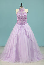 Load image into Gallery viewer, 2024 High Neck Quinceanera Dresses Ball Gown With Beading Court Train